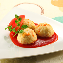 カニ豆腐のトマトソースあん