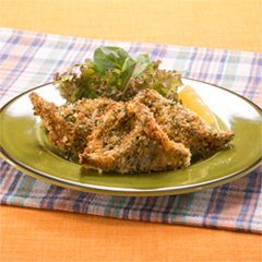 足太あわび茸と生ハムのハーブフライ