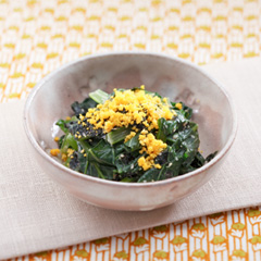 小松菜の磯辺和え黄身ごまドレッシング（病院食：副菜）