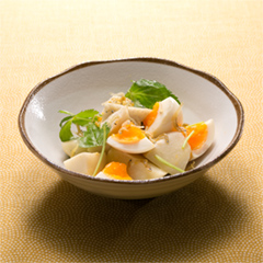 里芋とじゃこの半熟卵サラダ（病院食：副菜）