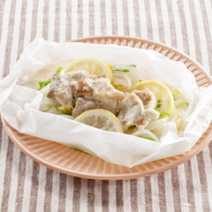 鶏と白菜のレモン香る包み蒸し（病院食：主菜）