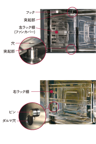 左ラック棚（ファンカバー）、右ラック棚のお手入れ