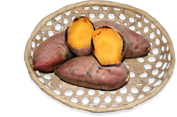 「まず食べてみて」と取材前に用意してくださった焼き芋。オレンジ色にまずびっくり。きめ細かい食感とやさしい甘みに、思わずうっとり。