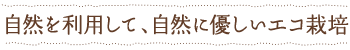 自然を利用して、自然にやさしいエコ栽培