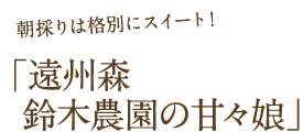 朝採りは格別にスイート！遠州森　鈴木農園の甘々娘