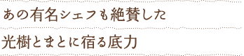 あの有名シェフも絶賛した光樹とまとに宿る底力